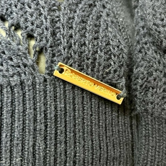 roberto VERINO Knit Sweater in Navy Blue Size 10 - Picture 4 of 6